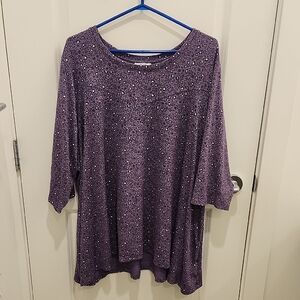 Penn Penningtons Womens 4X Floral Purple Tunic Top Boho Flowy